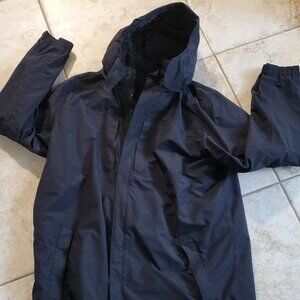 Eddie Bauer Mens Weather Edge Hood Jacket  Black Tall XL Extra Large Shell Zippr